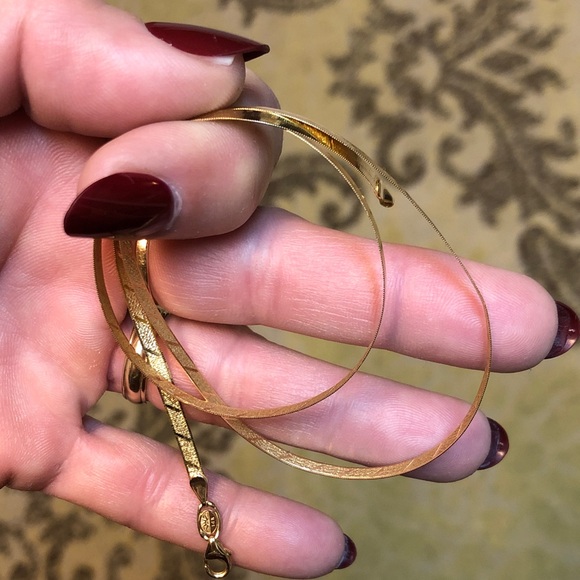 Unisex herringbone 14k necklace - Picture 14 of 16